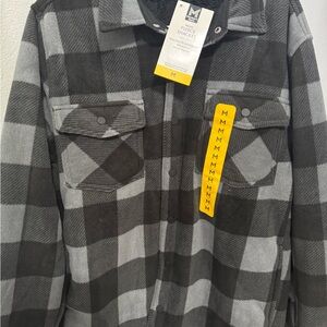 Men's Black and Gray Fleece Shacket